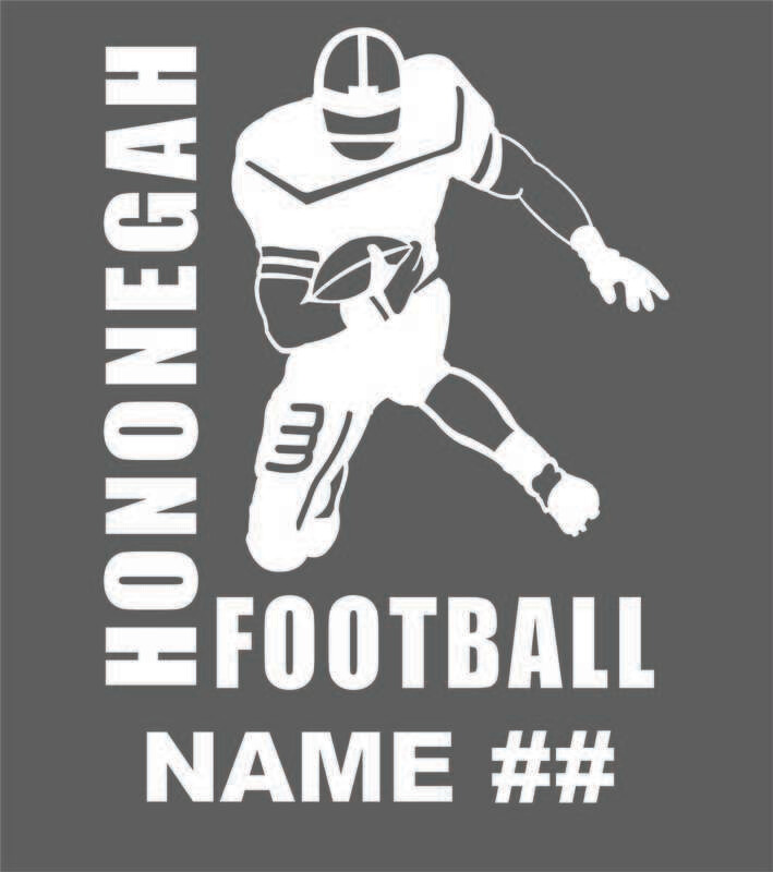 HONONEGAH FOOTBALL CAR DECAL, WHITE VINYL
