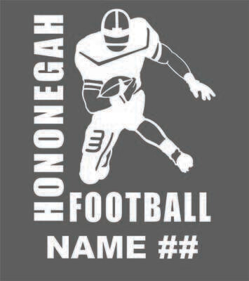HONONEGAH FOOTBALL CAR DECAL, WHITE VINYL