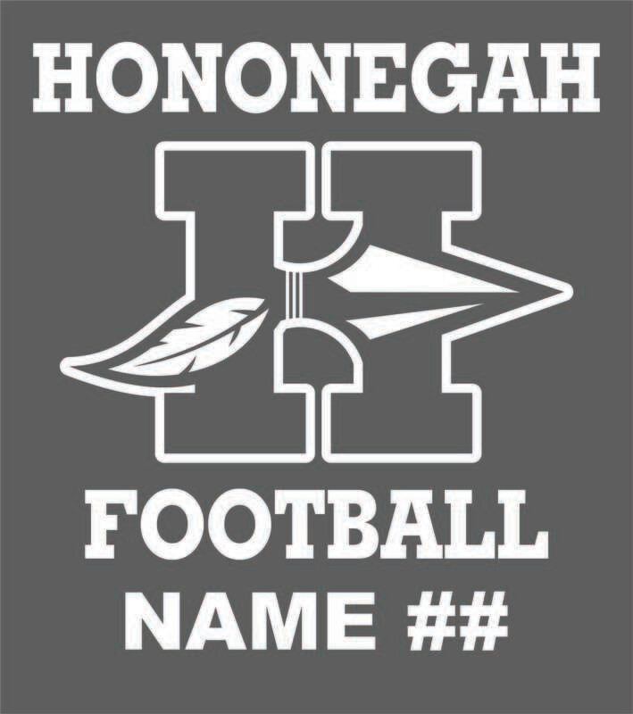 HONONEGAH FOOTBALL CAR DECAL, WHITE VINYL