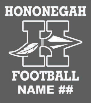 HONONEGAH FOOTBALL CAR DECAL, WHITE VINYL