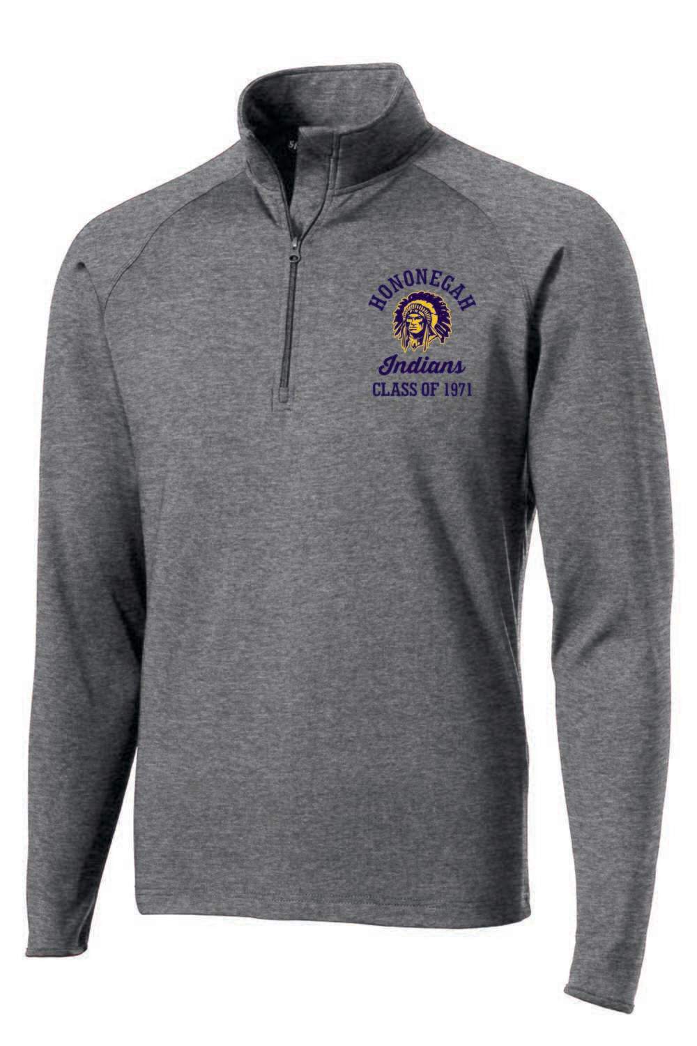 Hononegah Class of 1971 1/4 Zip Pullover, Charcoal Grey Heather