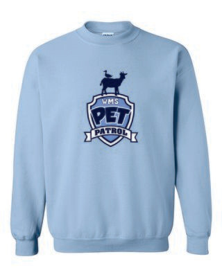 WMS PET PATROL CREWNECK SWEATSHIRT, LIGHT BLUE