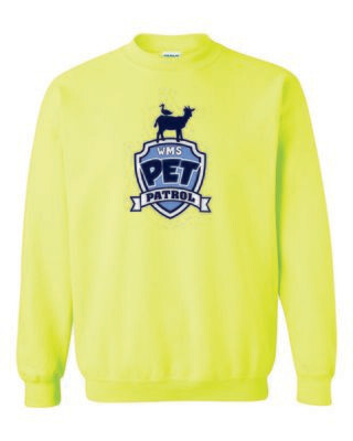 WMS PET PATROL CREWNECK SWEATSHIRT, SAFETY GREEN