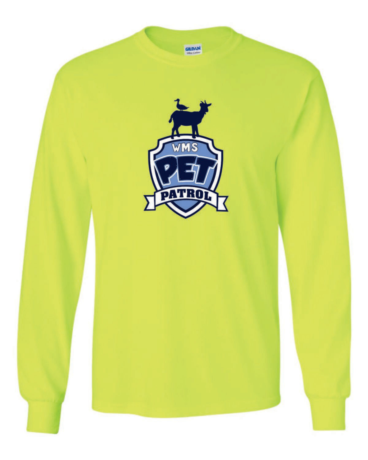 WMS PET PATROL LONG SLEEVE T-SHIRT, SAFETY GREEN