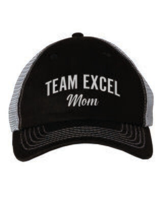 TEAM EXCEL MOM MESH-BACK CAP, BLACK/GREY, GLITTER LOGO