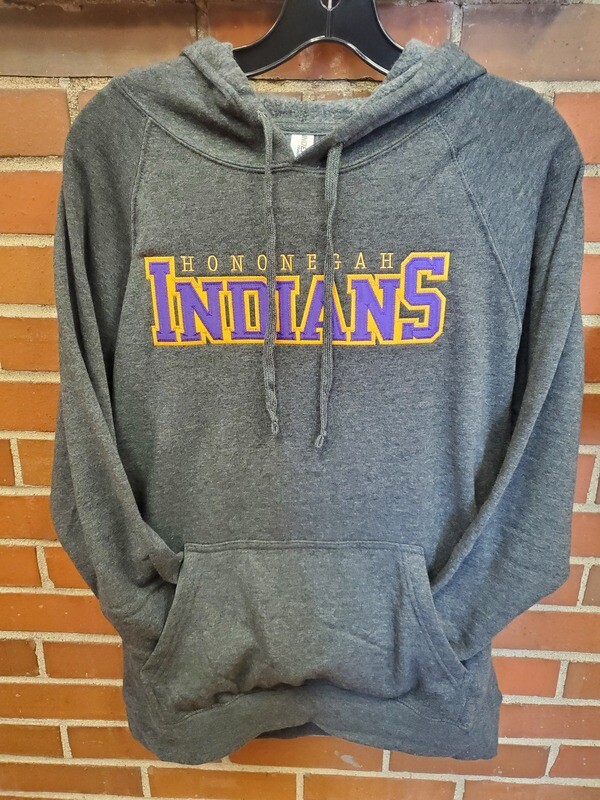 Hononegah Raglan Hooded Sweatshirt, Embroidered, Carbon