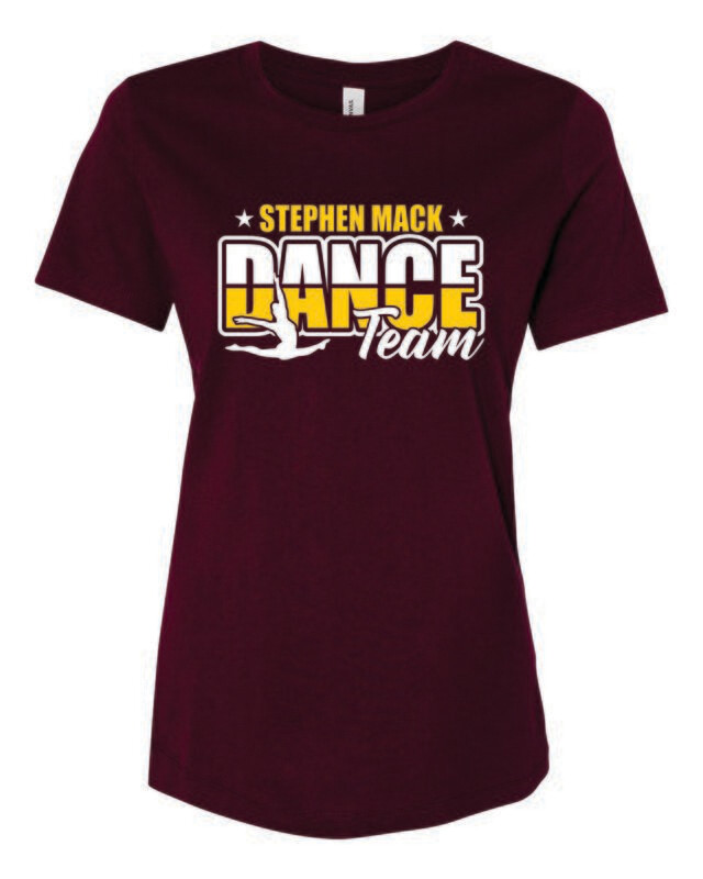 STEPHEN MACK DANCE TEAM WOMEN&#39;S RELAXED JERSEY TEE, MAROON