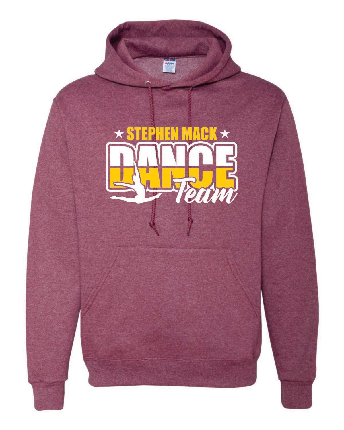 STEPHEN MACK DANCE TEAM HOODED SWEATSHIRT, VINTAGE HEATHER MAROON