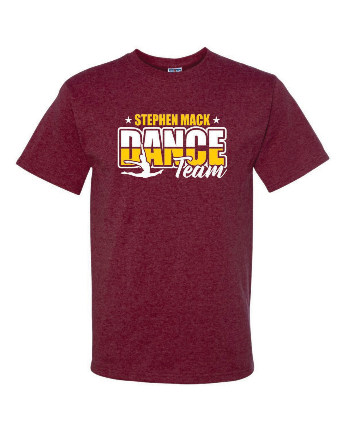 STEPHEN MACK DANCE TEAM T-SHIRT, VINTAGE HEATHER MAROON
