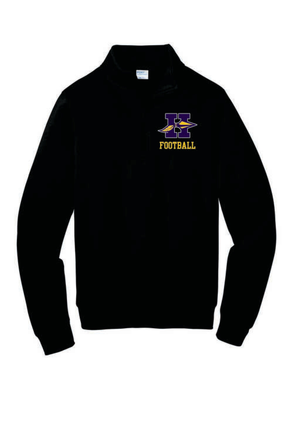 HONONEGAH FOOTBALL 1/4 ZIP SWEATSHIRT, BLACK