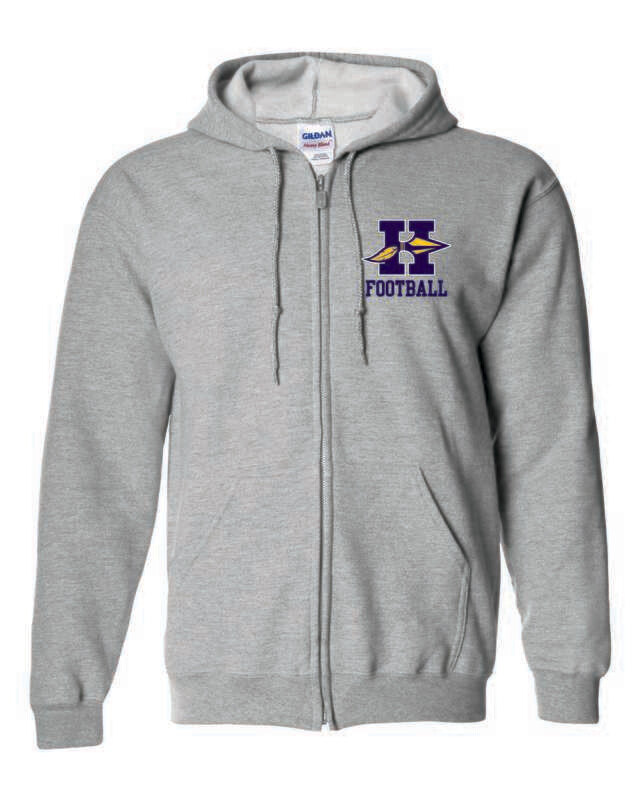 HONONEGAH FOOTBALL FULL-ZIP HOODED SWEATSHIRT, SPORT GREY