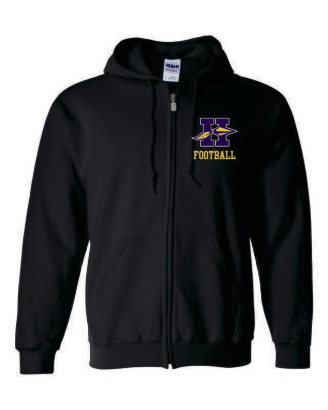 HONONEGAH FOOTBALL FULL-ZIP HOODED SWEATSHIRT, BLACK