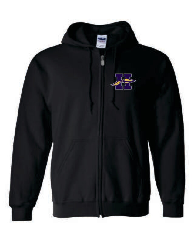Hononegah Full-Zip Hooded Sweatshirt, Embroidered, Black