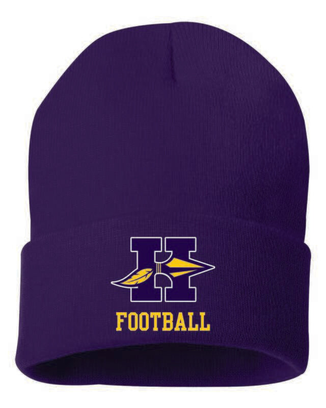 HONONEGAH FOOTBALL CUFFED BEANIE, PURPLE