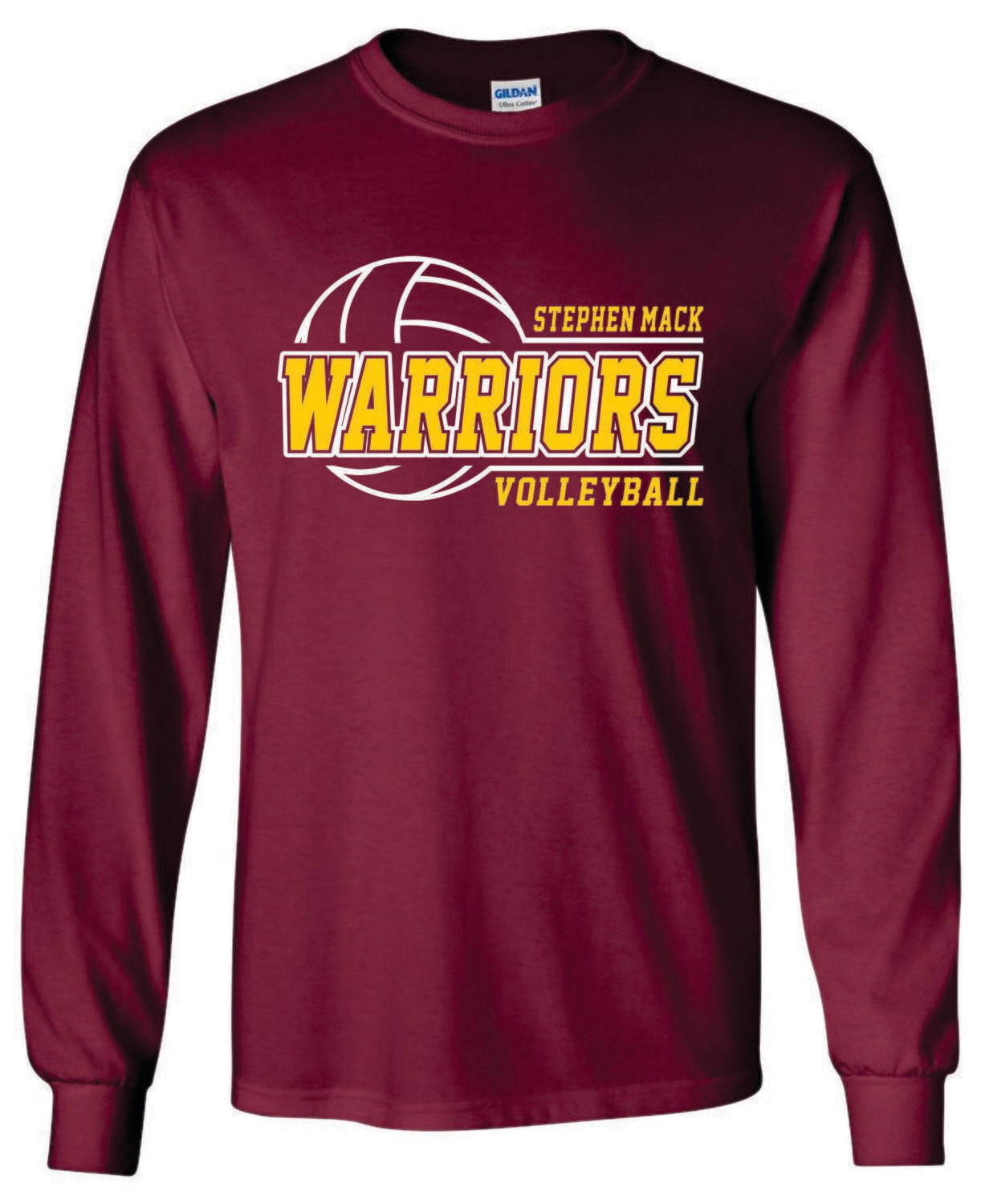 STEPHEN MACK VOLLEYBALL LONG SLEEVE T-SHIRT, MAROON