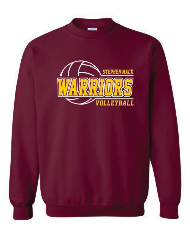 STEPHEN MACK VOLLEYBALL CREWNECK SWEATSHIRT, MAROON