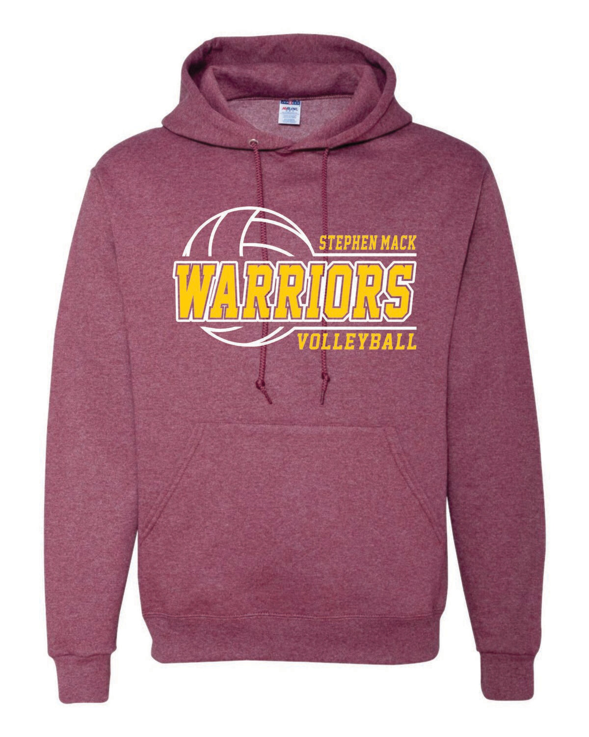 STEPHEN MACK VOLLEYBALL HOODED SWEATSHIRT, VINTAGE HEATHER MAROON