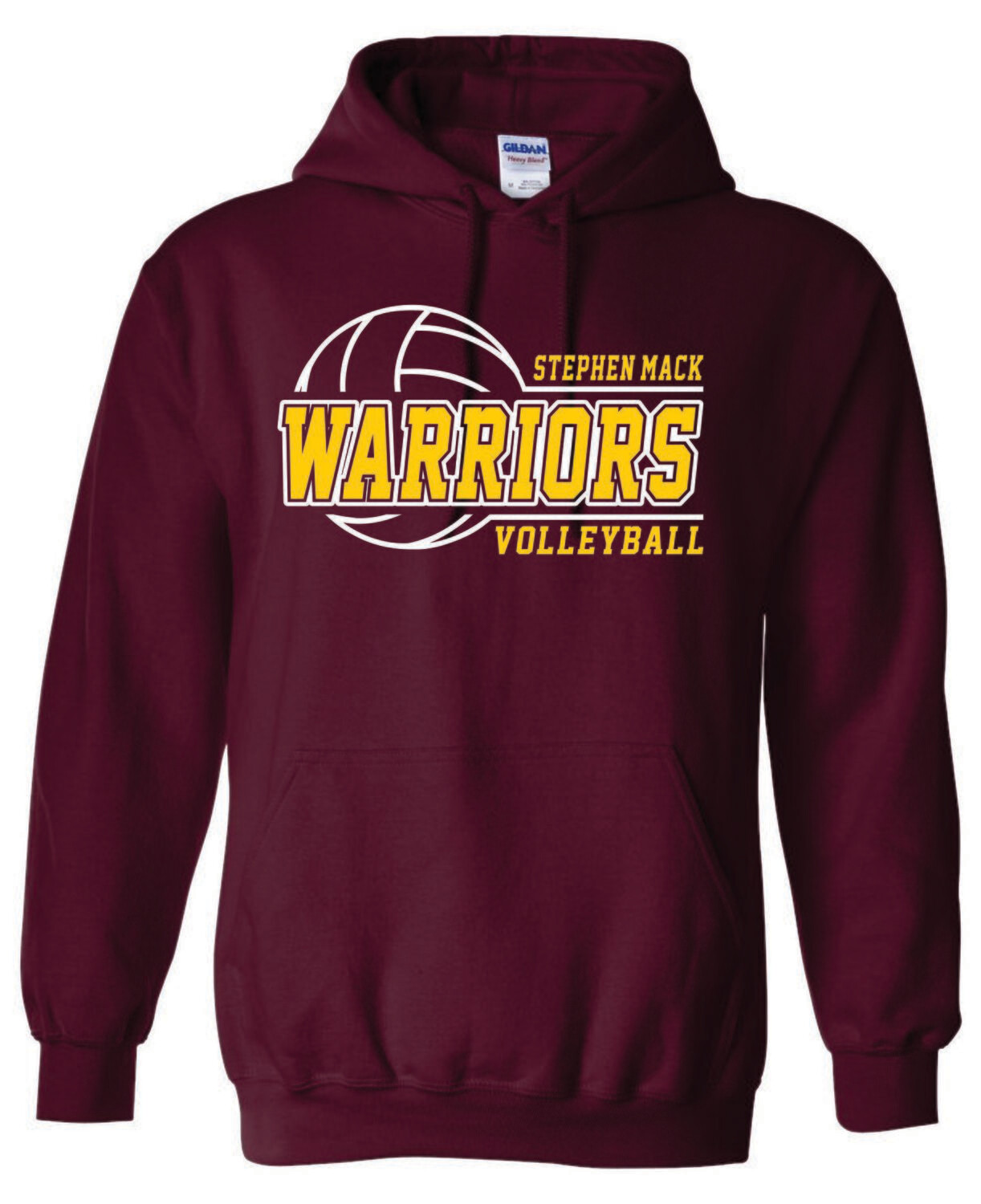 STEPHEN MACK VOLLEYBALL HOODED SWEATSHIRT, MAROON