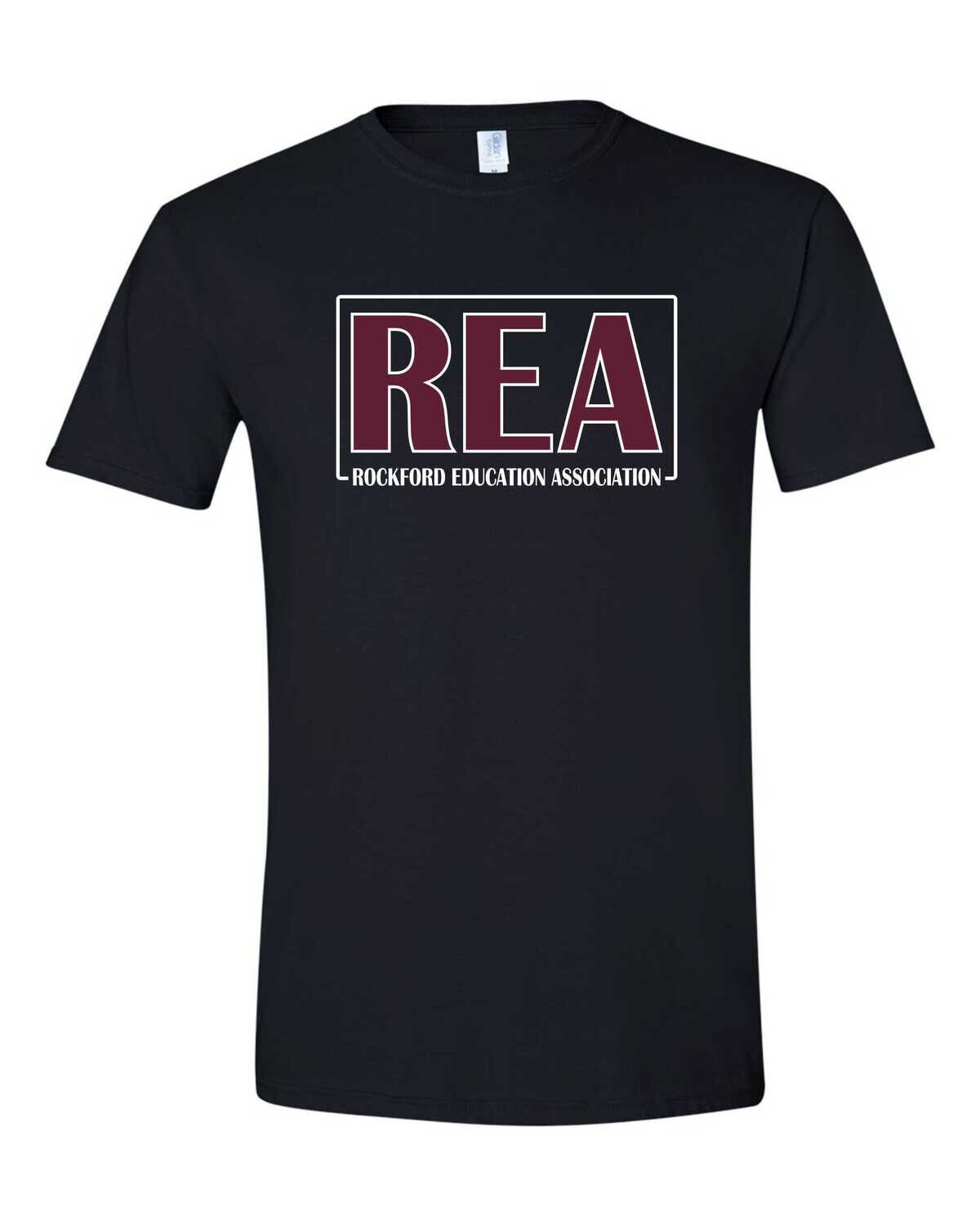 Rockford Education Association T-shirt, Black, GLITTER LOGO