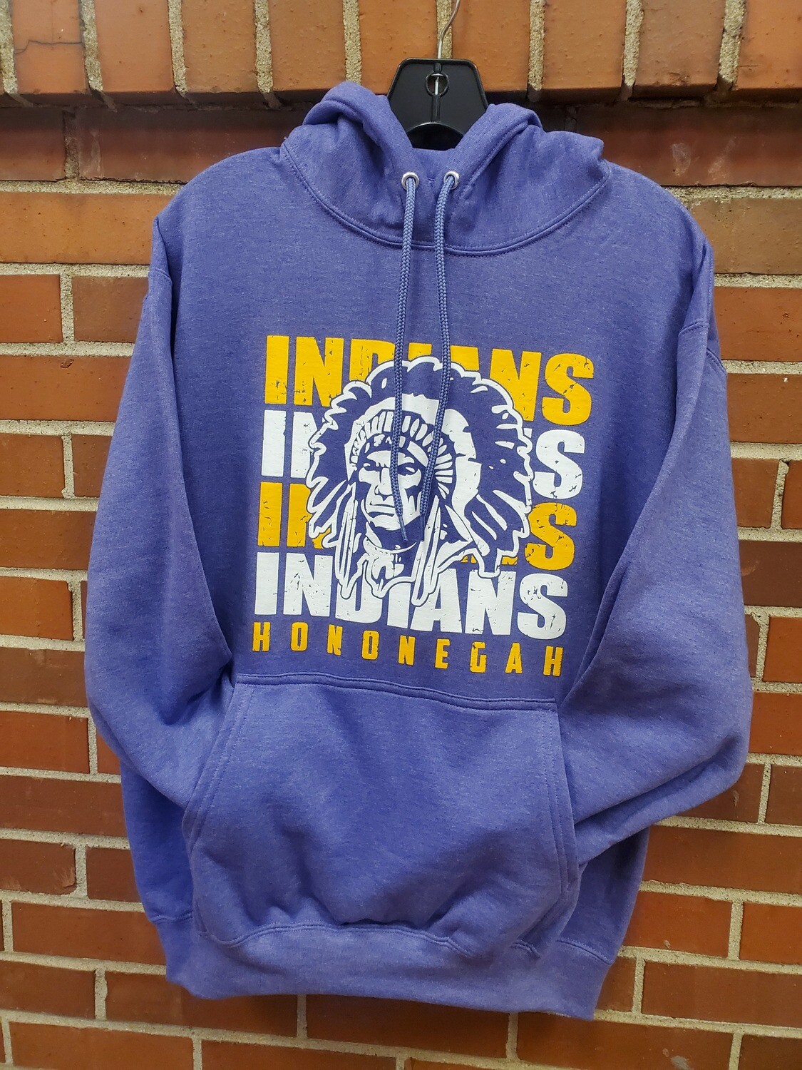 Hononegah Indians Hooded Sweatshirt, Heather Purple