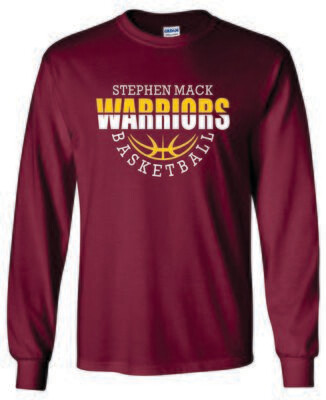 STEPHEN MACK BASKETBALL LONG SLEEVE T-SHIRT, MAROON