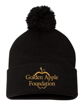 Golden Apple Foundation Pom-Pom Cuffed Beanie, Black