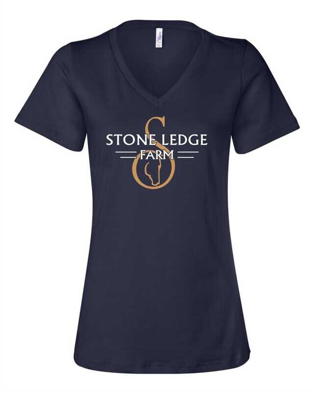 Stone Ledge Farm Women&#39;s Relaxed V-Neck T-shirt, Navy