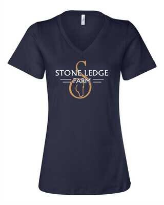 Stone Ledge Farm Women's Relaxed V-Neck T-shirt, Navy
