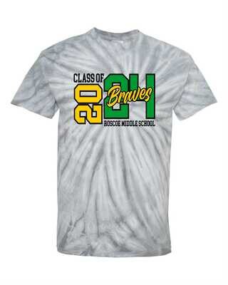 Roscoe Middle School Class of 2024 Tie Dyed T-shirt, Silver