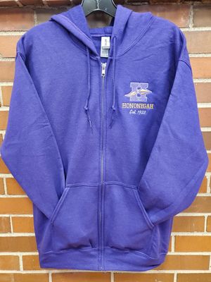 Hononegah Full-Zip Hooded Sweatshirt, Embroidered, Purple