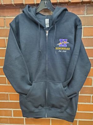 Hononegah Full-Zip Hooded Sweatshirt, Embroidered, Black