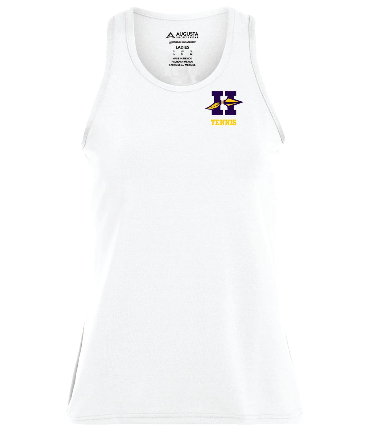 Hononegah Tennis Ladies Poly/Spandex Solid Racerback Tank, White