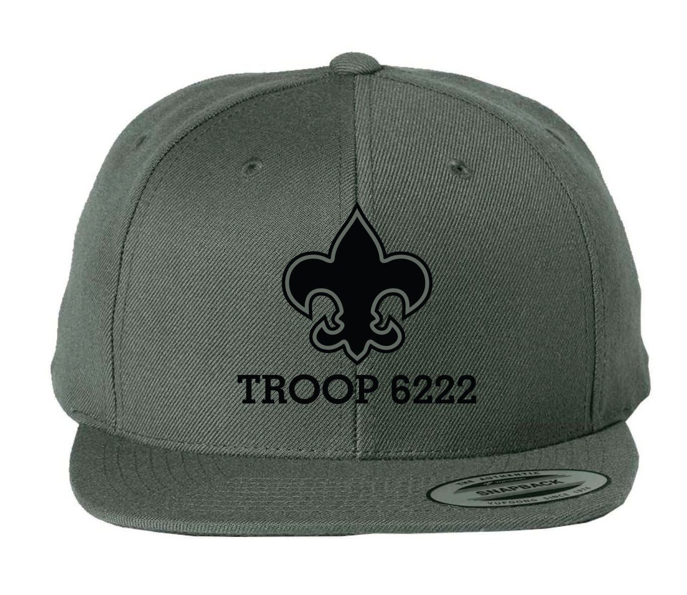 TROOP 6222 Flat Bill Snapback Cap, Dark Grey