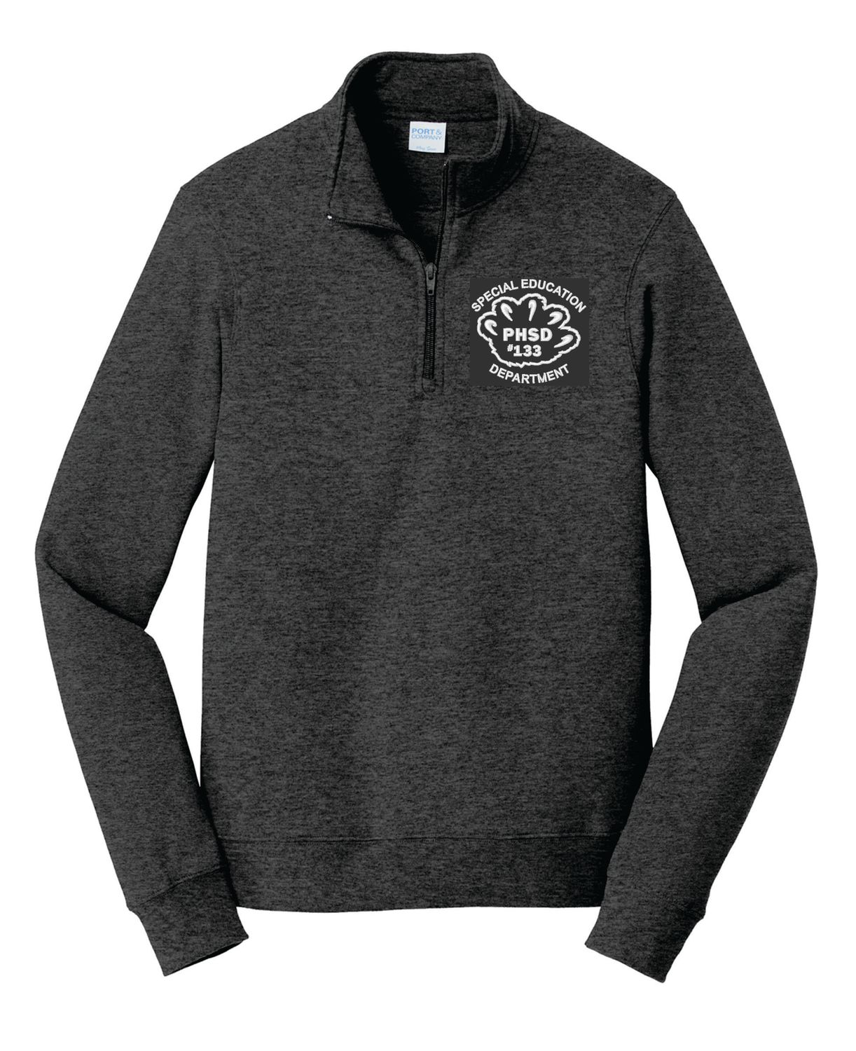 PHSD SPECIAL EDUCATION EMBROIDERED 1/4-ZIP SWEATSHIRT, DARK HEATHER GREY