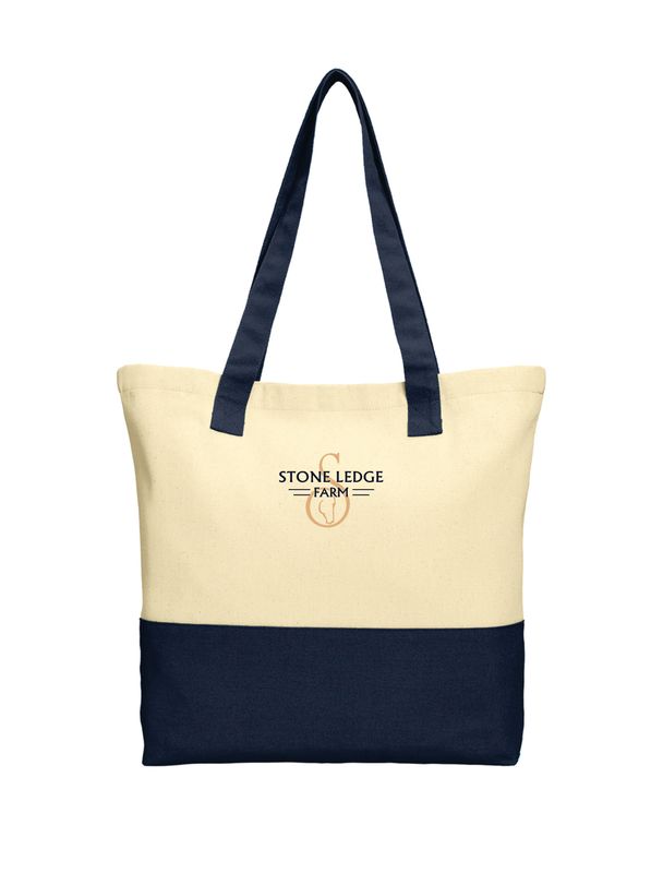 Stone Ledge Farm Tote Bag, Natural/Navy