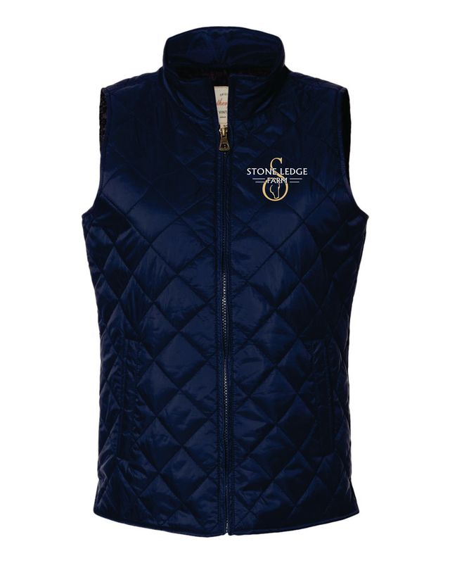 Stone Ledge Farm Women&#39;s Diamond Quilted Vest, Navy