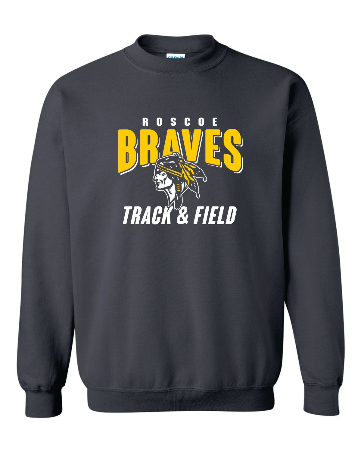 ROSCOE BRAVES TRACK &amp; FIELD CREWNECK SWEATSHIRT, CHARCOAL