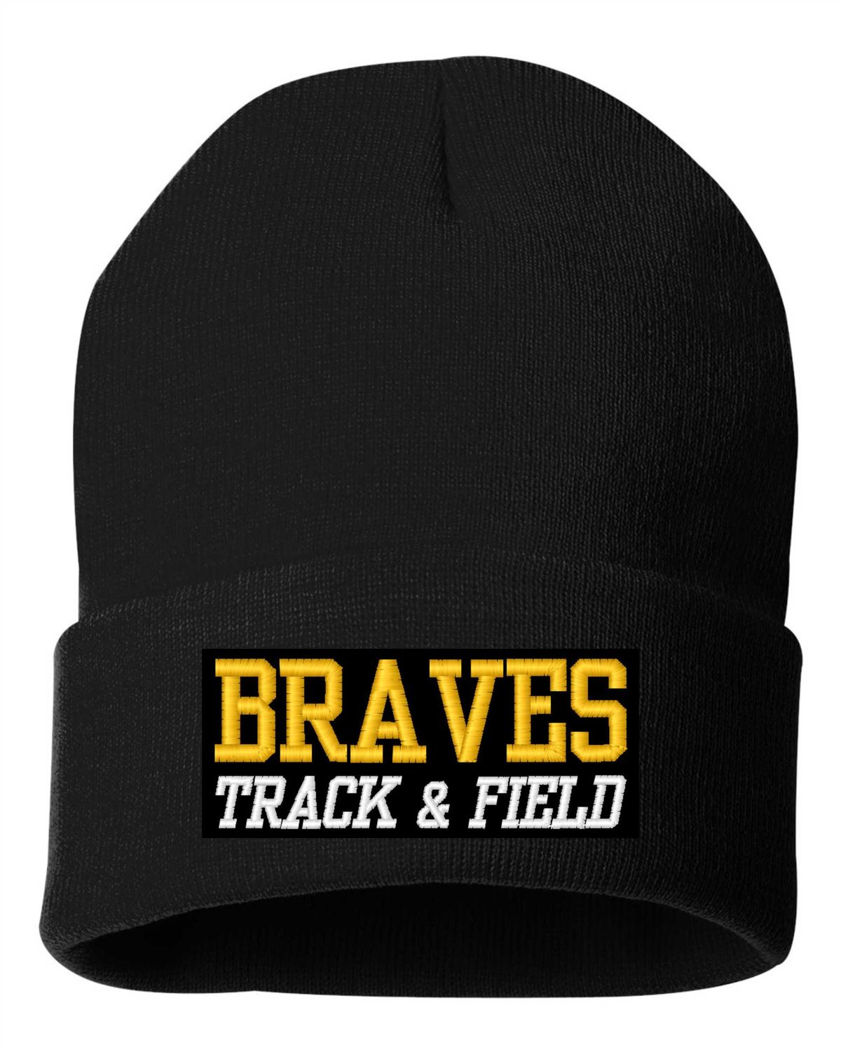 ROSCOE BRAVES TRACK &amp; FIELD CUFFED BEANIE, BLACK