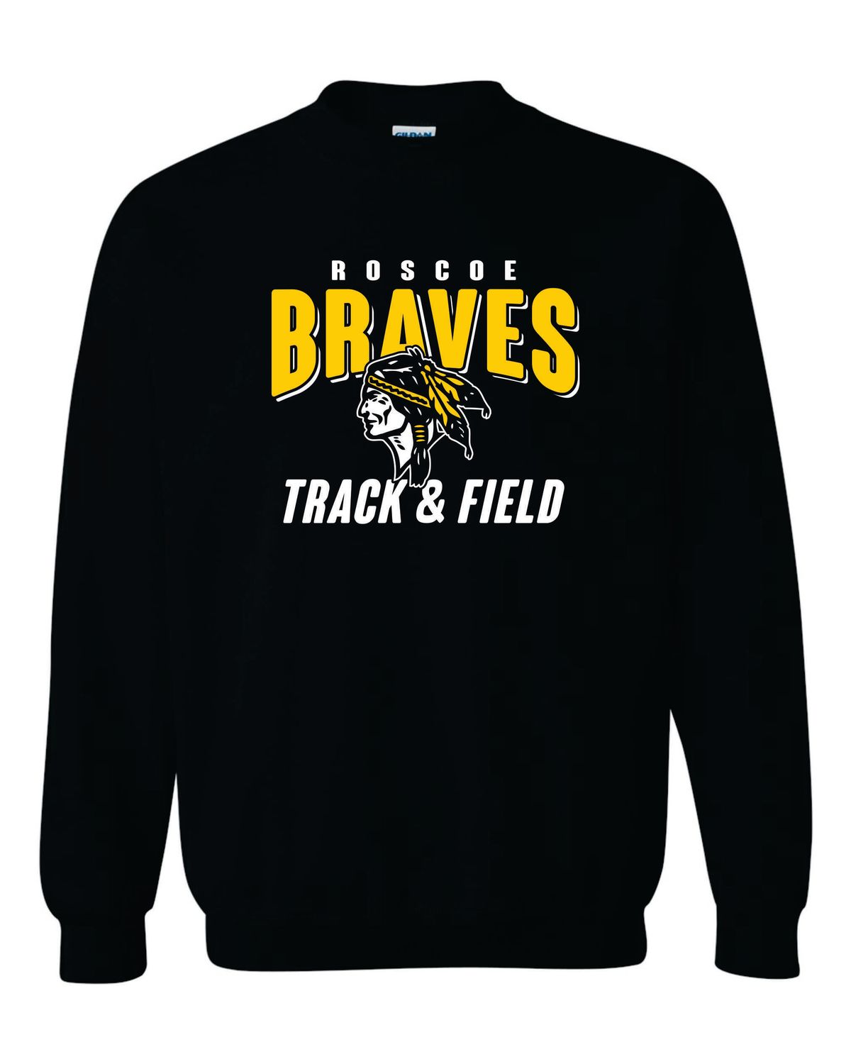 ROSCOE BRAVES TRACK &amp; FIELD CREWNECK SWEATSHIRT, BLACK