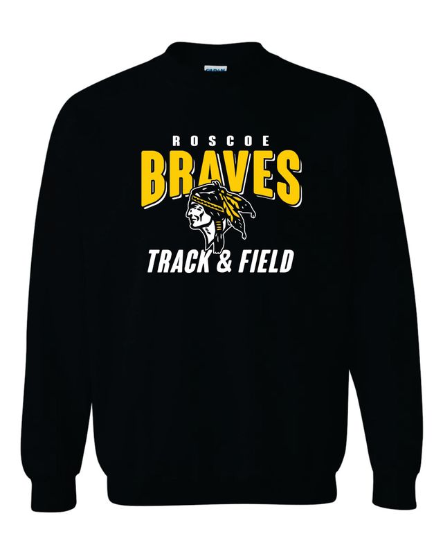 ROSCOE BRAVES TRACK &amp; FIELD CREWNECK SWEATSHIRT, BLACK