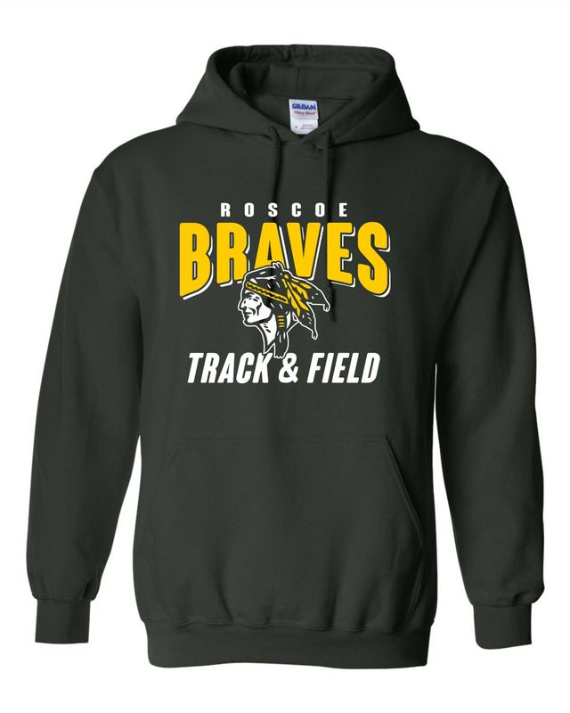 ROSCOE BRAVES TRACK &amp; FIELD HOODED SWEATSHIRT, FOREST GREEN