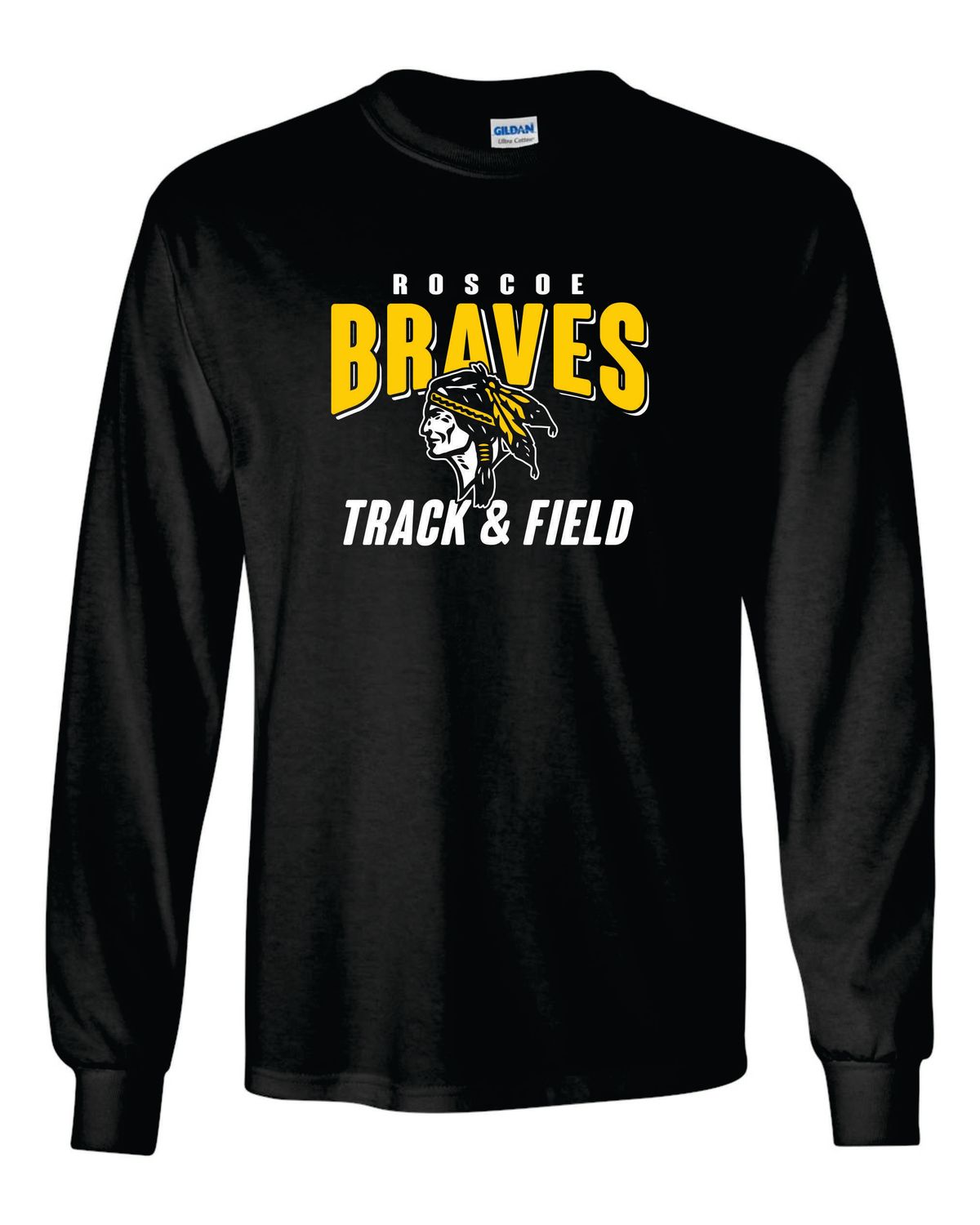 ROSCOE BRAVES TRACK &amp; FIELD LONG SLEEVE T-SHIRT, BLACK