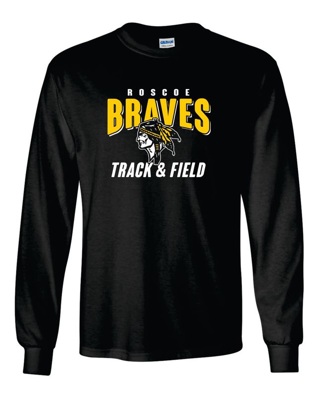 ROSCOE BRAVES TRACK &amp; FIELD LONG SLEEVE T-SHIRT, BLACK