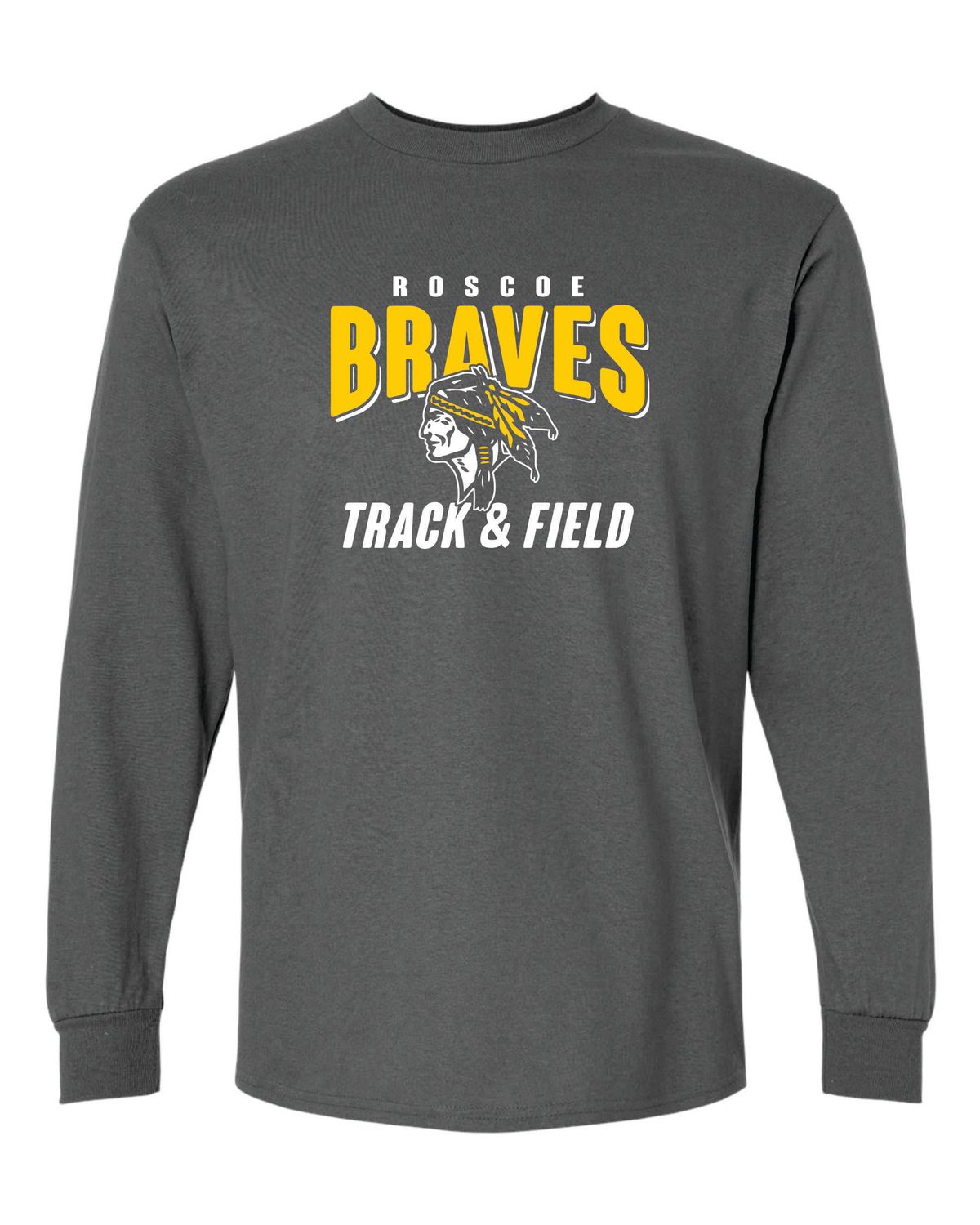ROSCOE BRAVES TRACK &amp; FIELD LONG SLEEVE T-SHIRT, CHARCOAL