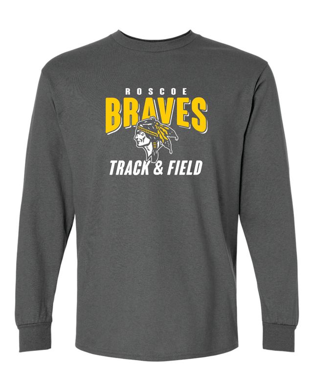 ROSCOE BRAVES TRACK &amp; FIELD LONG SLEEVE T-SHIRT, CHARCOAL