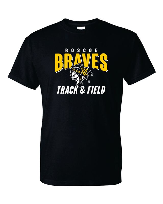 ROSCOE BRAVES TRACK &amp; FIELD T-SHIRT, BLACK