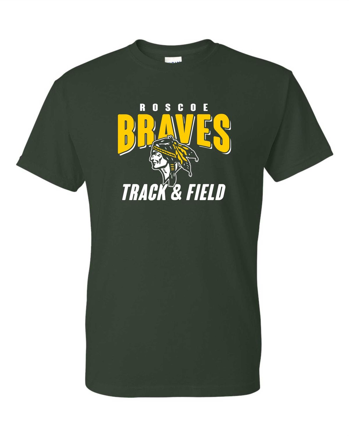 ROSCOE BRAVES TRACK &amp; FIELD T-SHIRT, FOREST GREEN