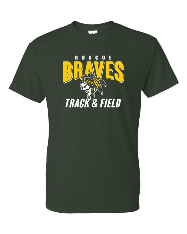 ROSCOE BRAVES TRACK &amp; FIELD T-SHIRT, FOREST GREEN
