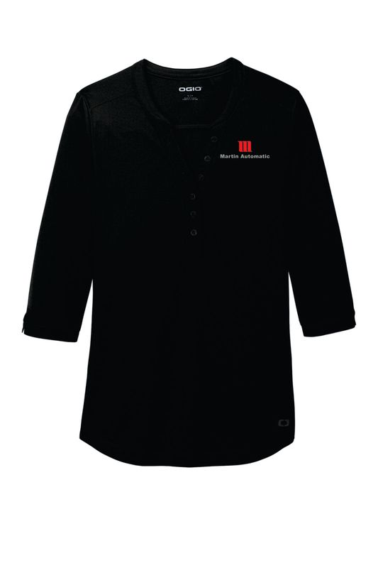 Martin Automatic OGIO Women&#39;s Jewel Henley, Blacktop