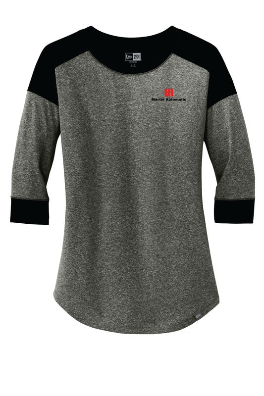 Martin Automatic New Era Women&#39;s 3/4 Sleeve Baseball Tee, Black/Black Twist